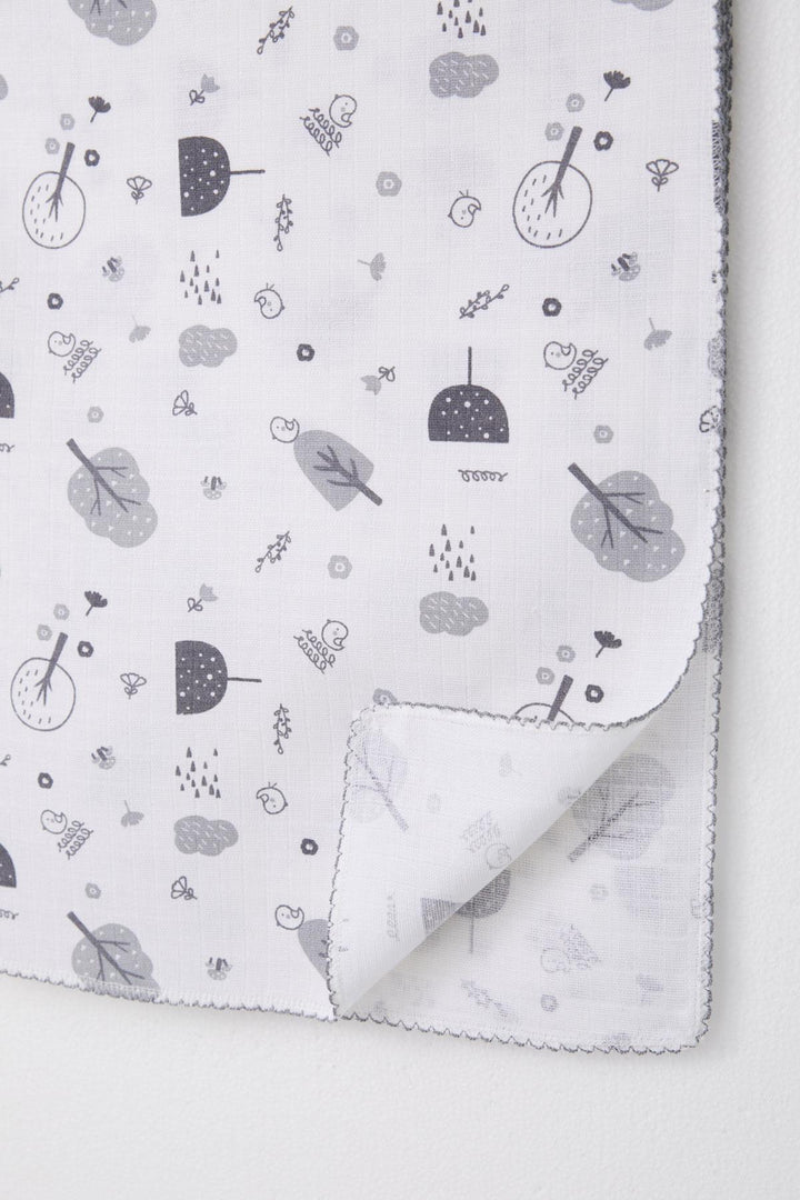 BRE Breeze Newborn Baby Muslin Blanket Spring Themed Bird Pattern Ecru - Batumi