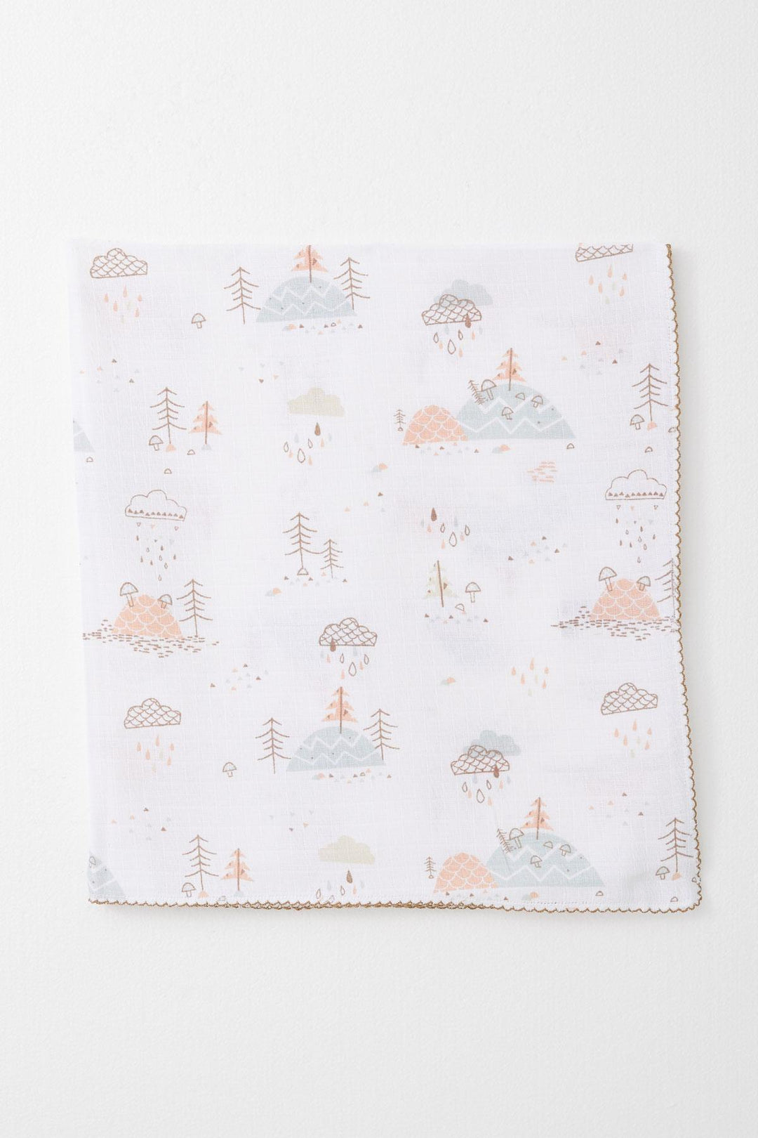 BRE Breeze Newborn Baby Muslin Blanket Spring Themed Cloud Pattern Ecru - Des Plaines