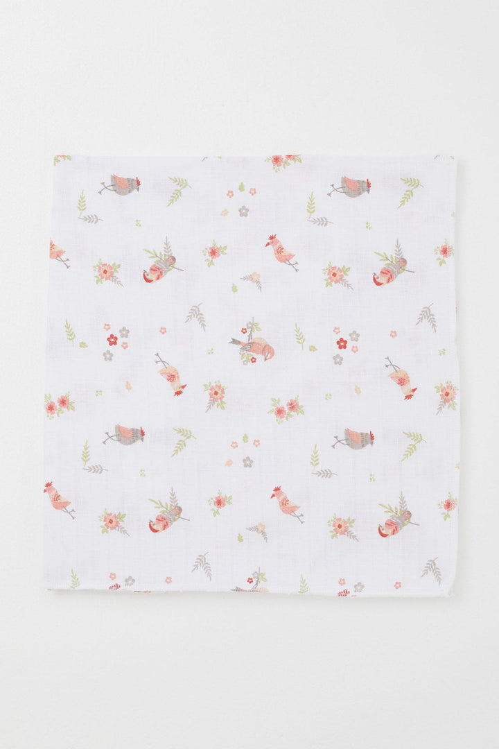 BRE Breeze Newborn Baby Muslin Blanket Flower & Bird Pattern Standard, Ecru - Sankt Pölten