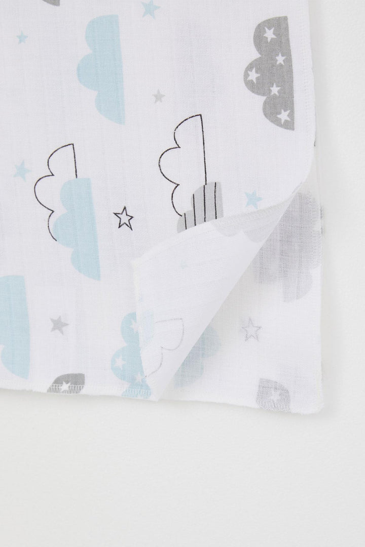 BRE Breeze Newborn Baby Muslin Blanket Sky Themed Cloud Pattern Standard, White - Denton