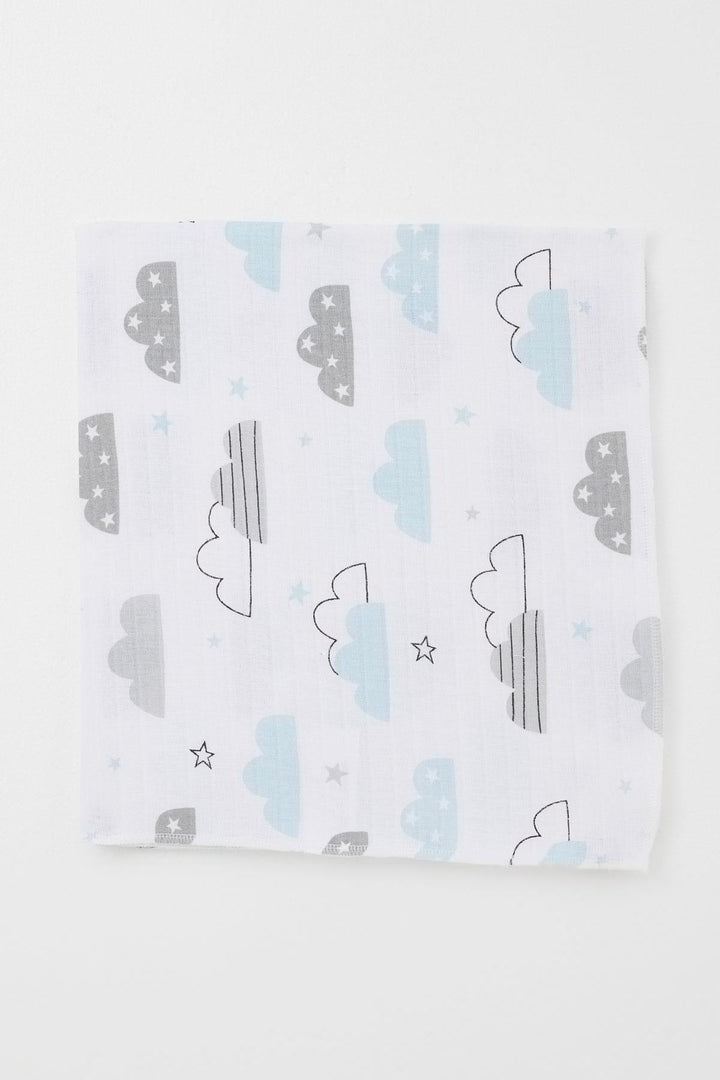 BRE Breeze Newborn Baby Muslin Blanket Sky Themed Cloud Pattern Standard, White - Denton