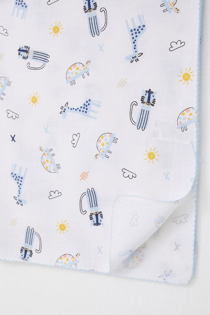 BRE Breeze Newborn Baby Muslin Blanket with Cute Animal Pattern White - Löhne