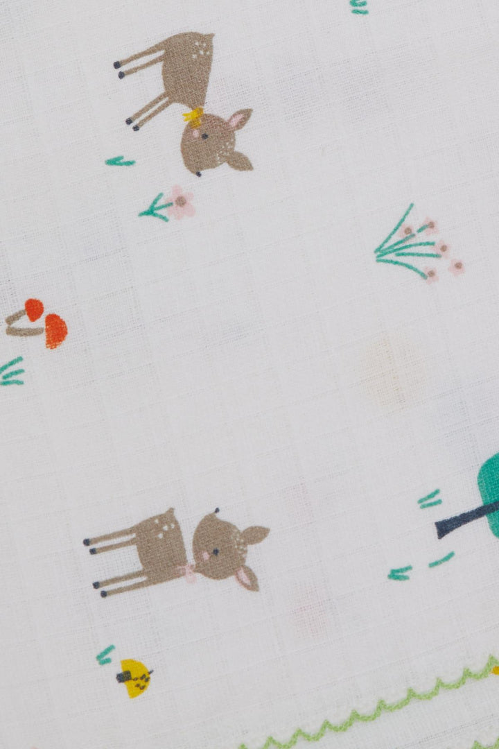 BRE Breeze Newborn Baby Muslin Blanket with Spring Themed Fawn Pattern Ecru - Port Arthur