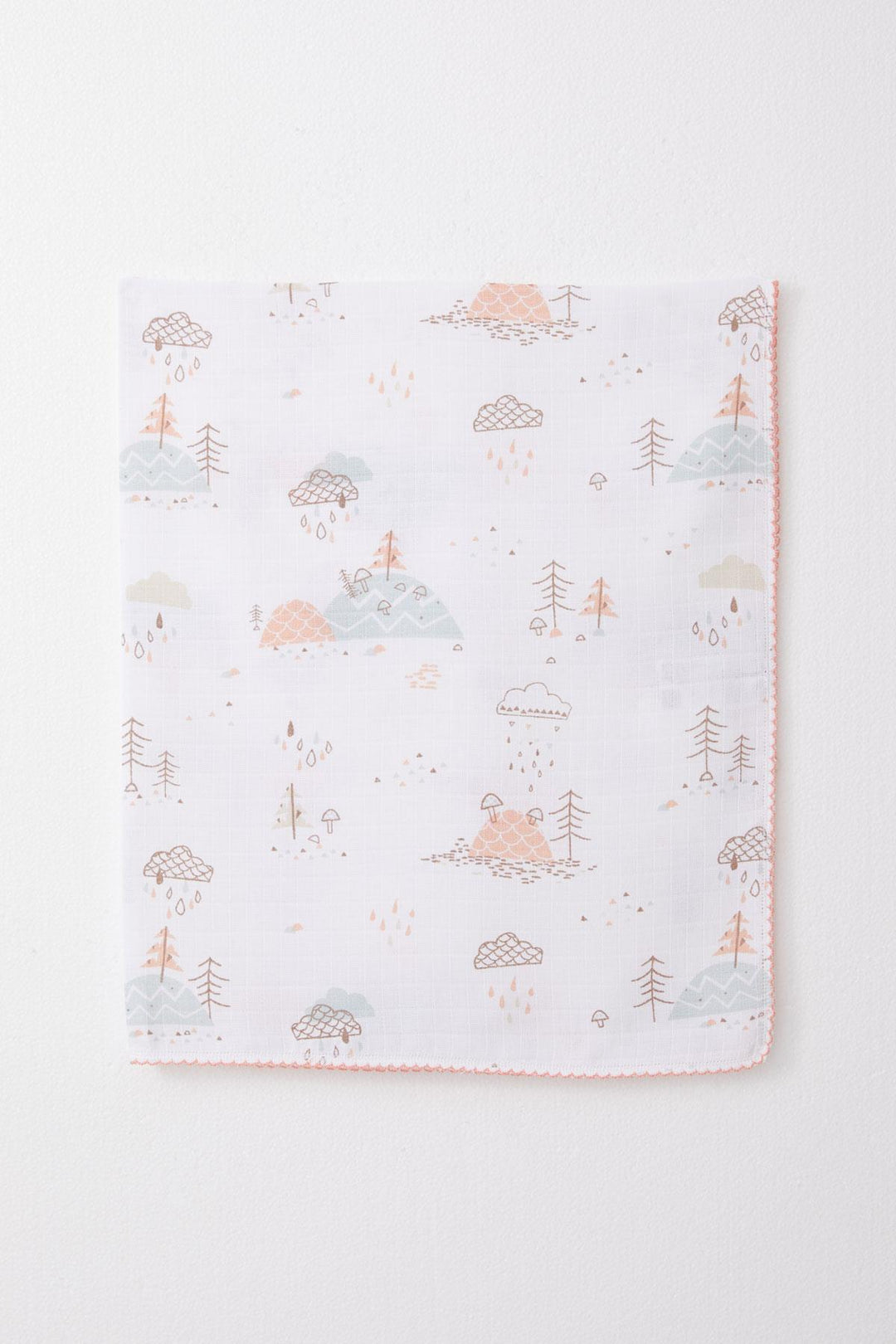 BRE Breeze Newborn Baby Muslin Blanket Spring Themed Cloud Patterned Ecru - Puyallup