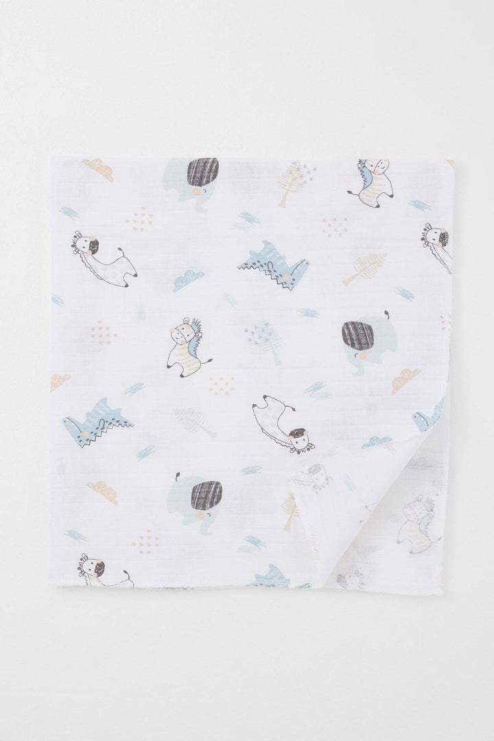 BRE Breeze Newborn Baby Muslin Blanket Cute Animal Pattern Standard, White - Mount Pleasant
