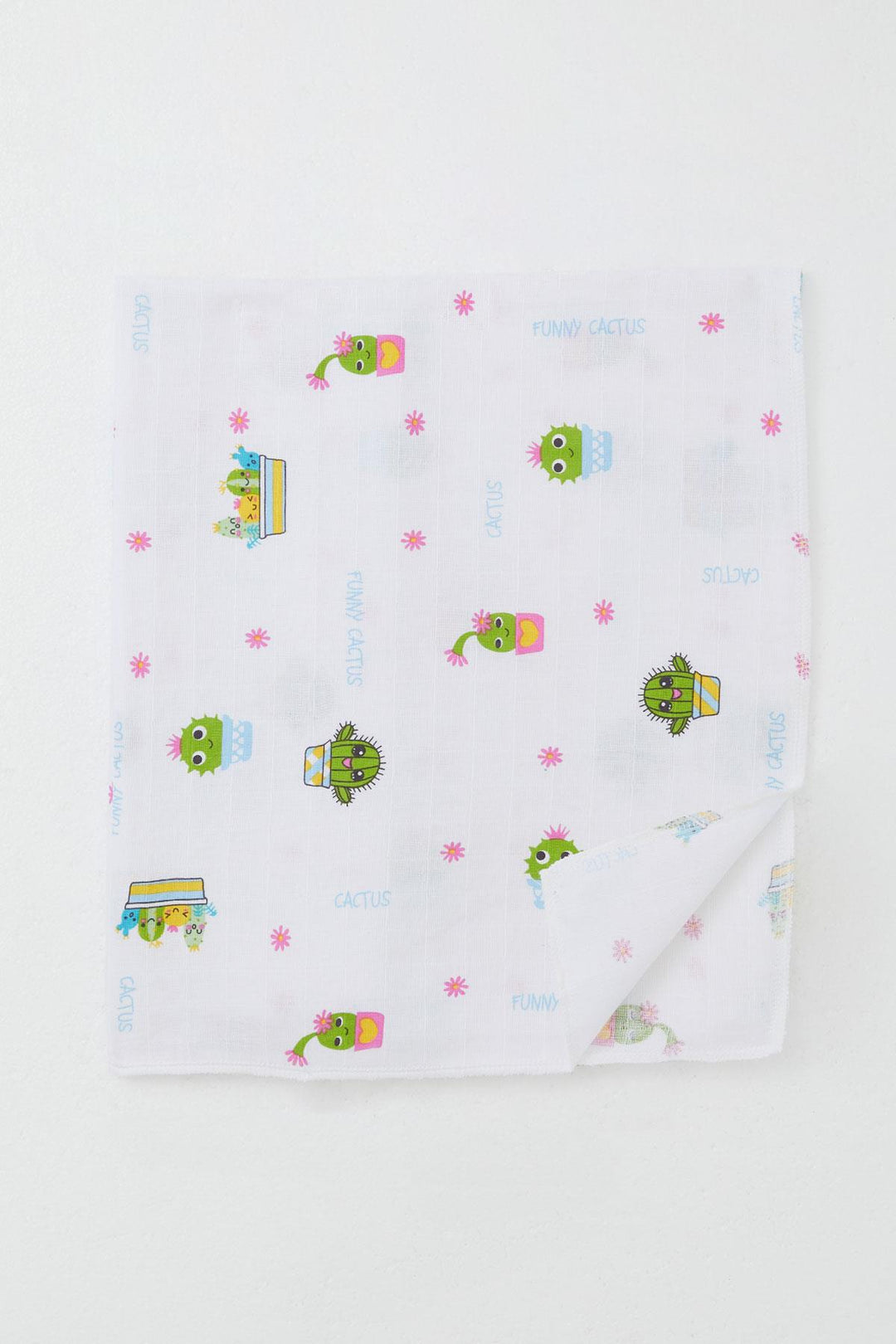 BRE Breeze Newborn Baby Muslin Blanket Fun Cacti Standard, White - Hoogvliet