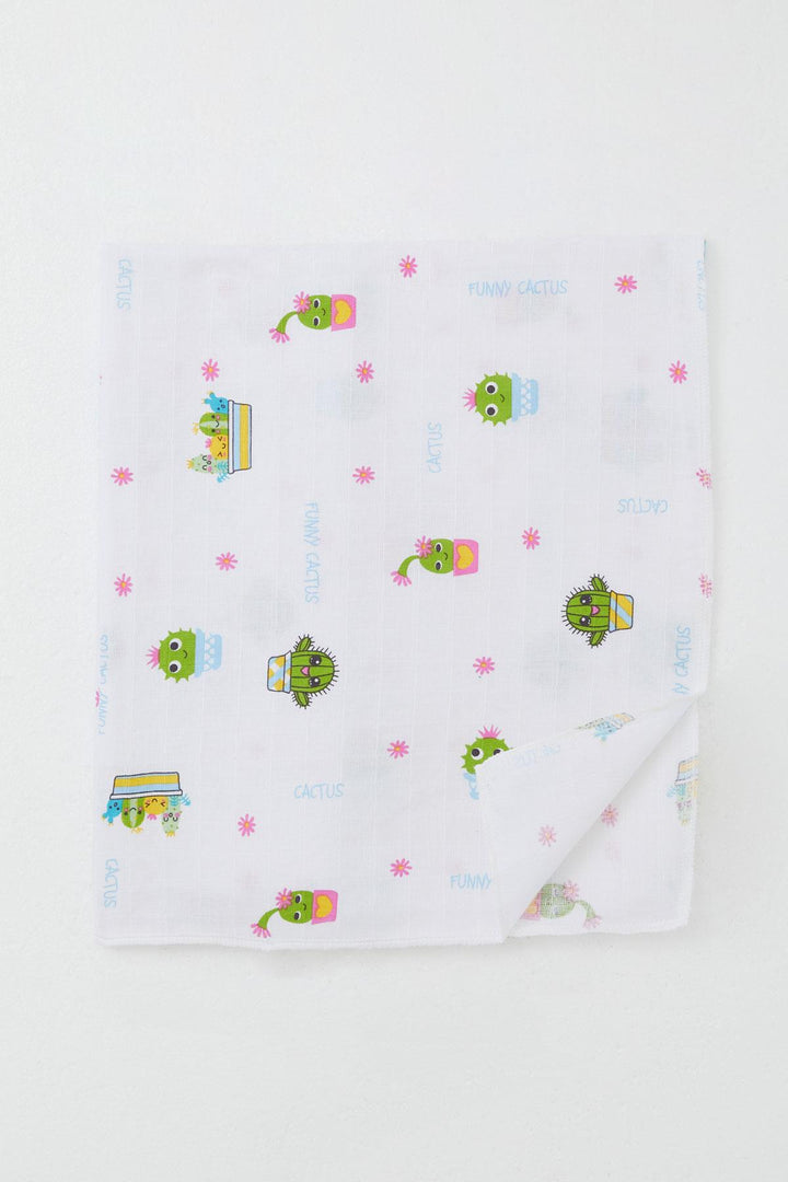 BRE Breeze Newborn Baby Muslin Blanket Fun Cacti Standard, White - Hoogvliet