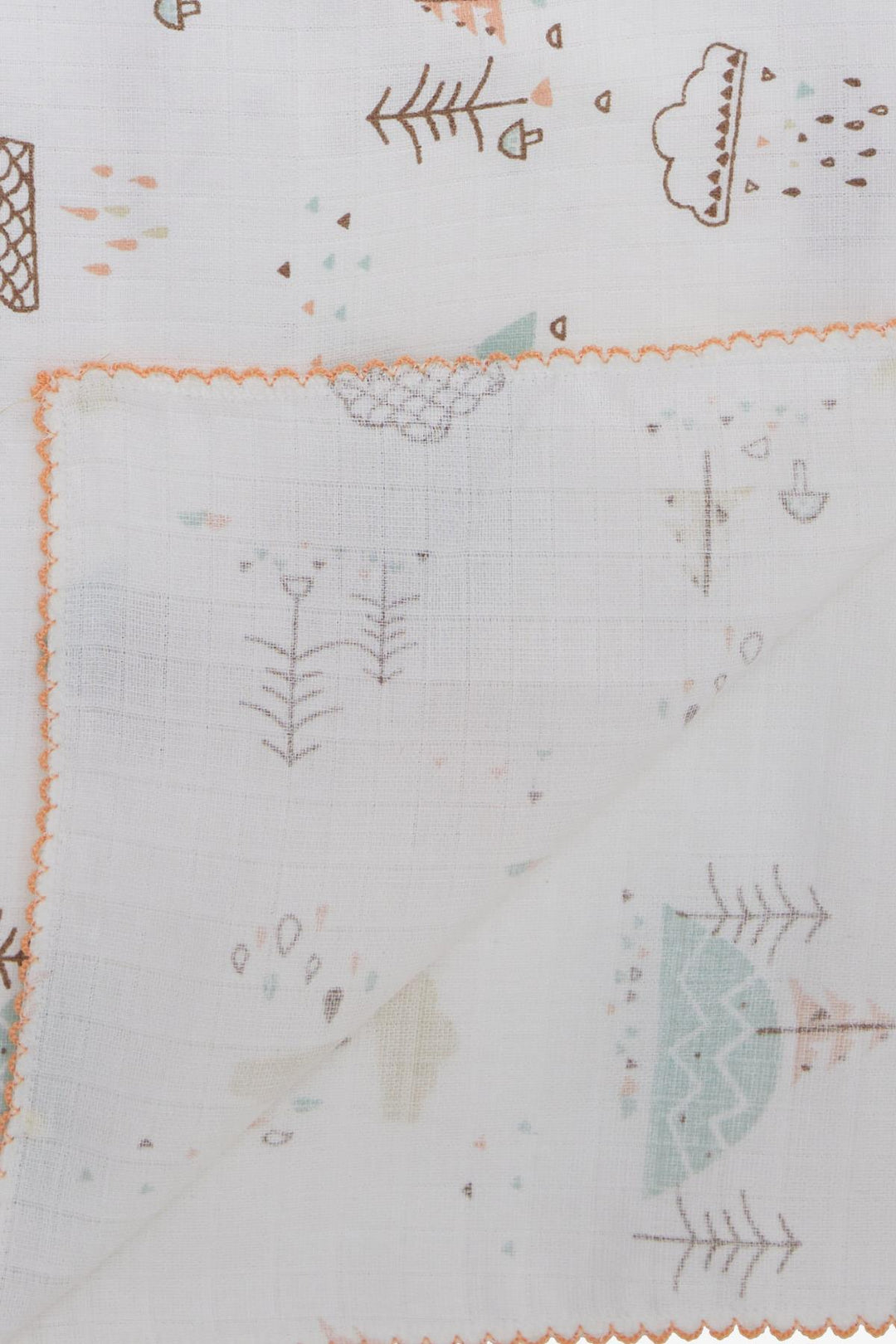 BRE Breeze Newborn Baby Muslin Blanket Rain Themed Tree Patterned Ecru - Owensboro