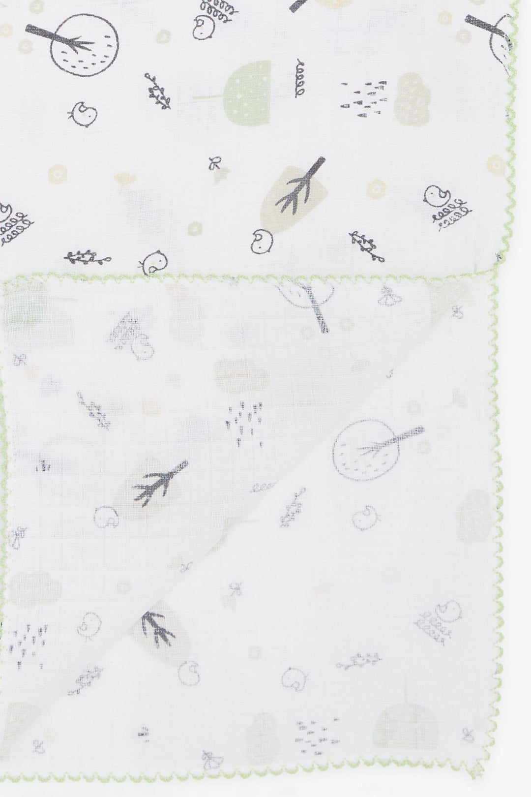 BRE Breeze Newborn Baby Muslin Blanket Spring Themed Bird Pattern Ecru - King’s Lynn