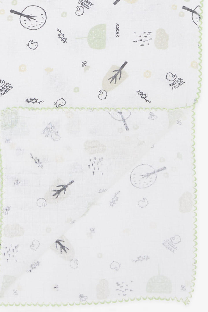 BRE Breeze Newborn Baby Muslin Blanket Spring Themed Bird Pattern Ecru - King’s Lynn