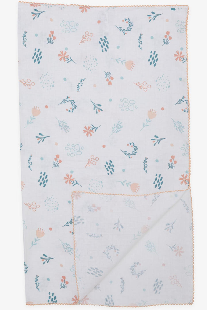 BRE Breeze Newborn Baby Muslin Blanket Spring Themed with Flower Pattern Ecru - Cheektowaga