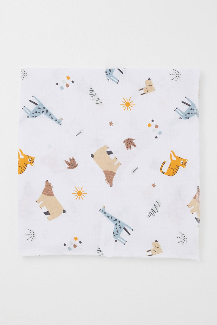 BRE Breeze Newborn Baby Muslin Blanket Nature Themed with Animal Pattern Standard, White - Leonberg