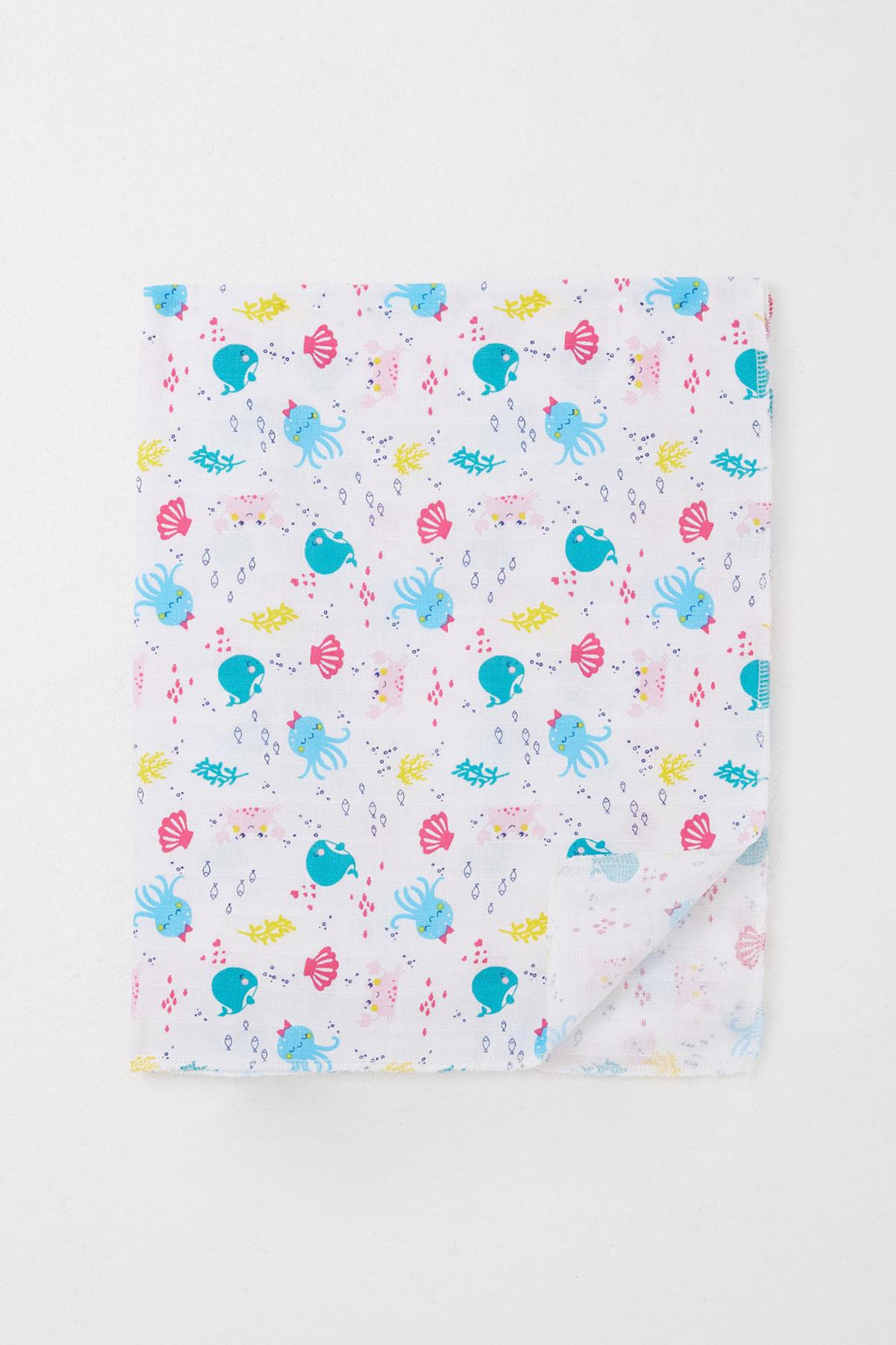 BRE Breeze Newborn Baby Muslin Blanket Cute Sea Animals Patterned Standard, White - Salinas