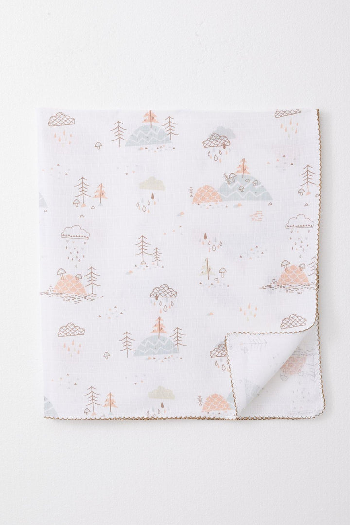 BRE Breeze Newborn Baby Muslin Blanket Spring Themed Cloud Pattern Ecru - Des Plaines