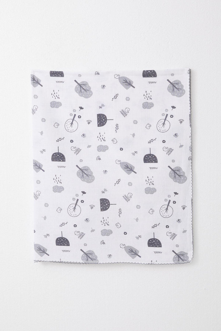 BRE Breeze Newborn Baby Muslin Blanket Spring Themed Bird Pattern Ecru - Batumi
