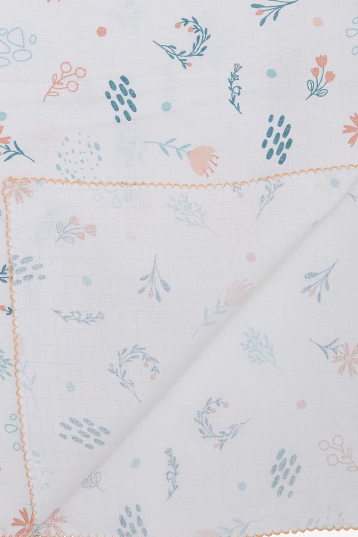 BRE Breeze Newborn Baby Muslin Blanket Spring Themed with Flower Pattern Ecru - Cheektowaga