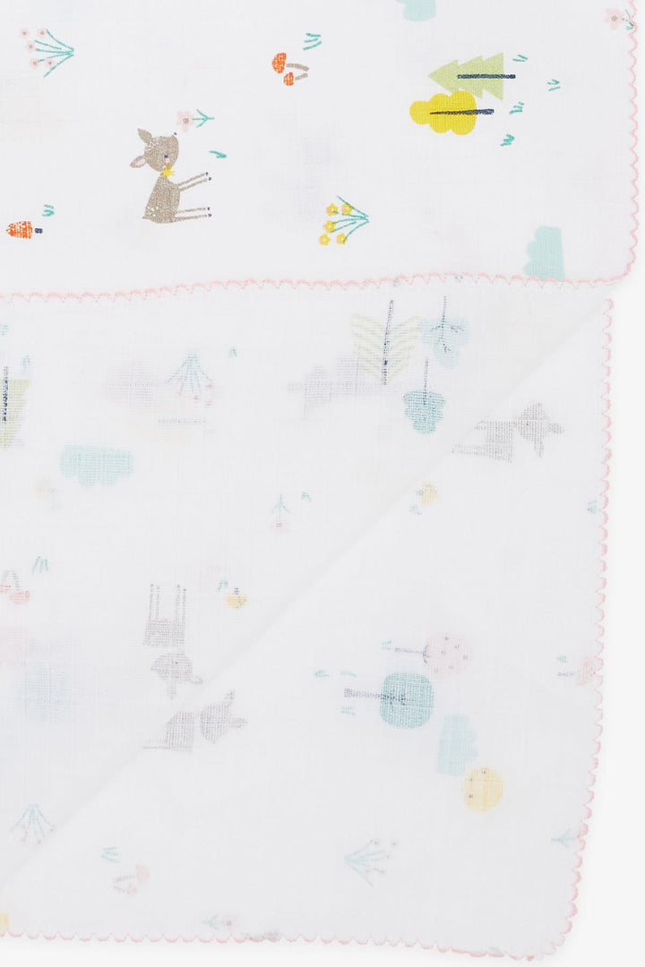 BRE Breeze Newborn Baby Muslin Blanket Spring Themed Fawn Pattern White - Clermont-Ferrand
