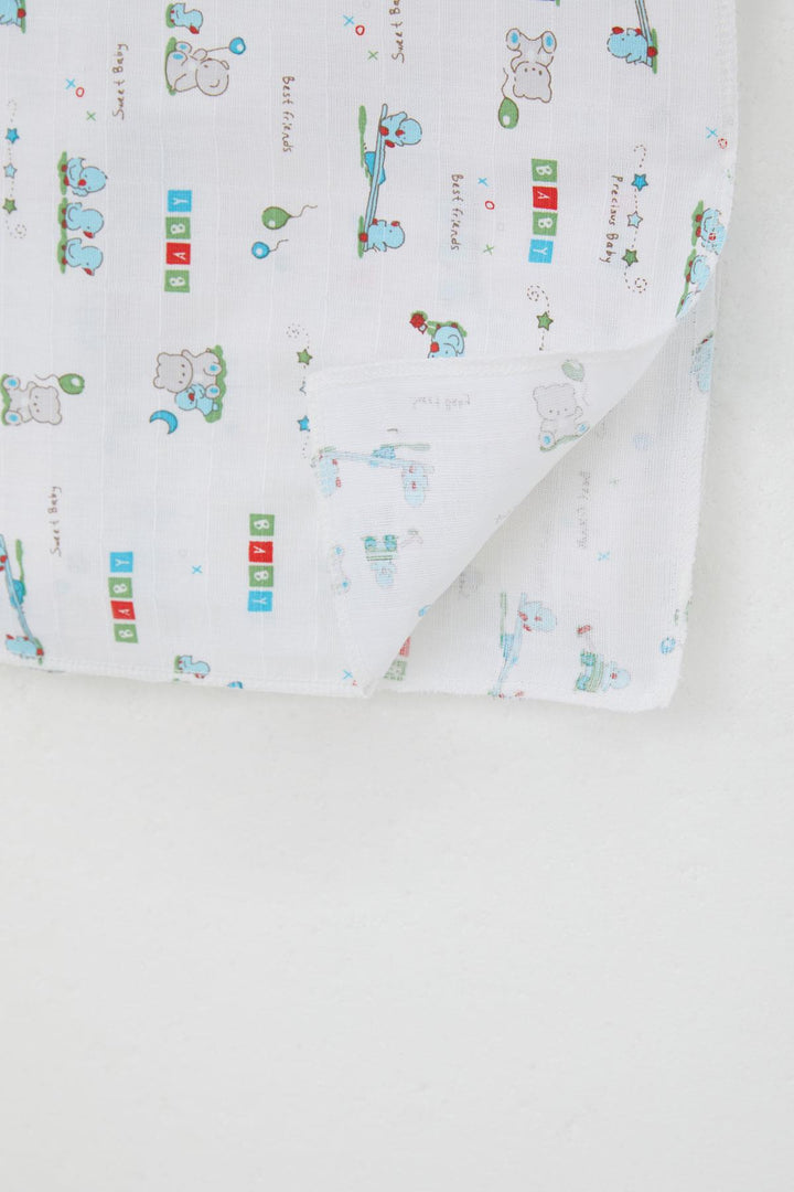 BRE Breeze Newborn Baby Muslin Blanket Cute Baby Animal Friends Standard, White - Springfield
