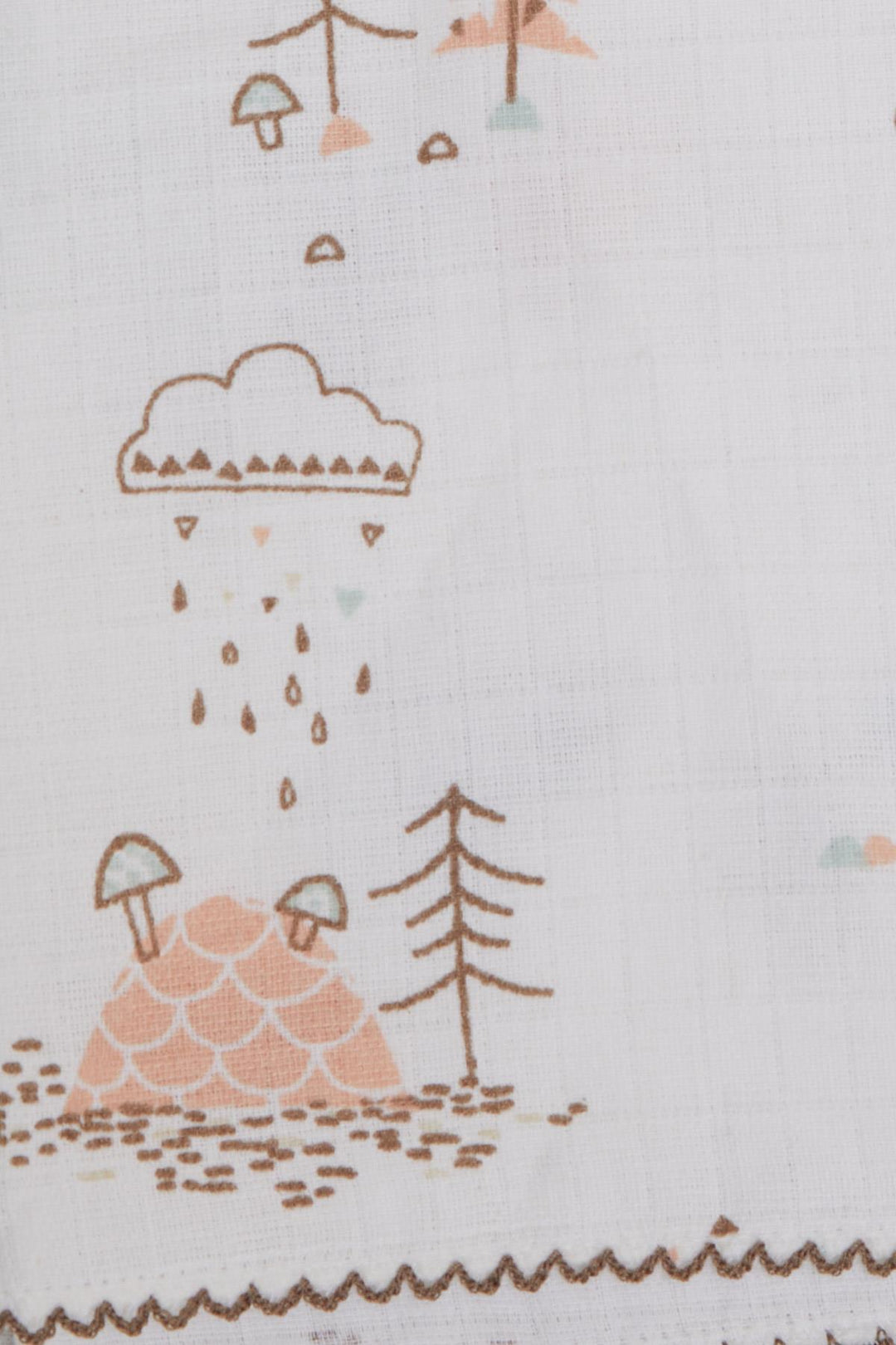 BRE Breeze Newborn Baby Muslin Blanket Rain Themed Tree Patterned Ecru - Carrollwood