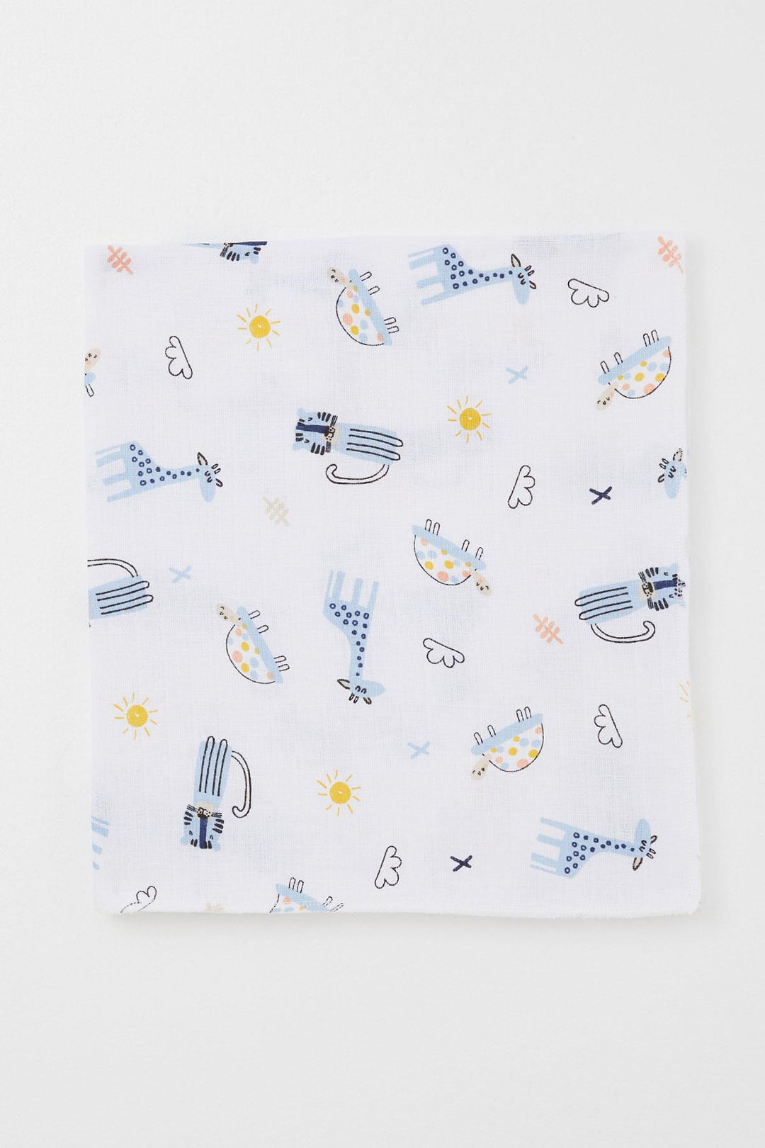 BRE Breeze Newborn Baby Muslin Blanket with Cute Animal Pattern, Standard, White - Greifswald