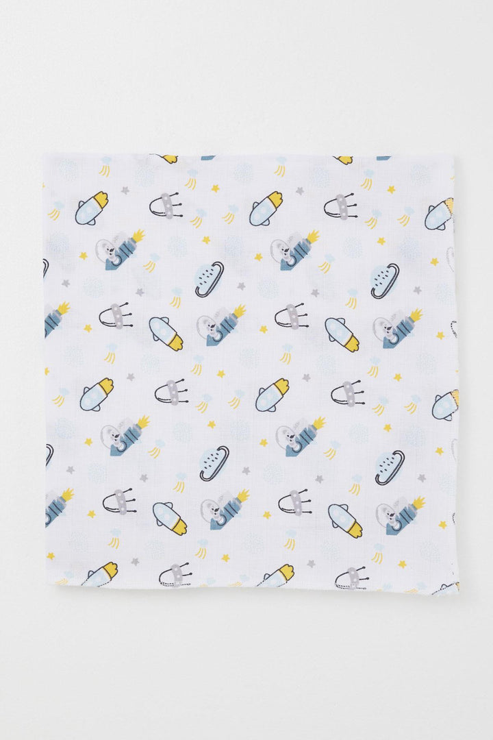 BRE Breeze Newborn Baby Muslin Blanket Galaxy Themed Standard, White - Aprilia