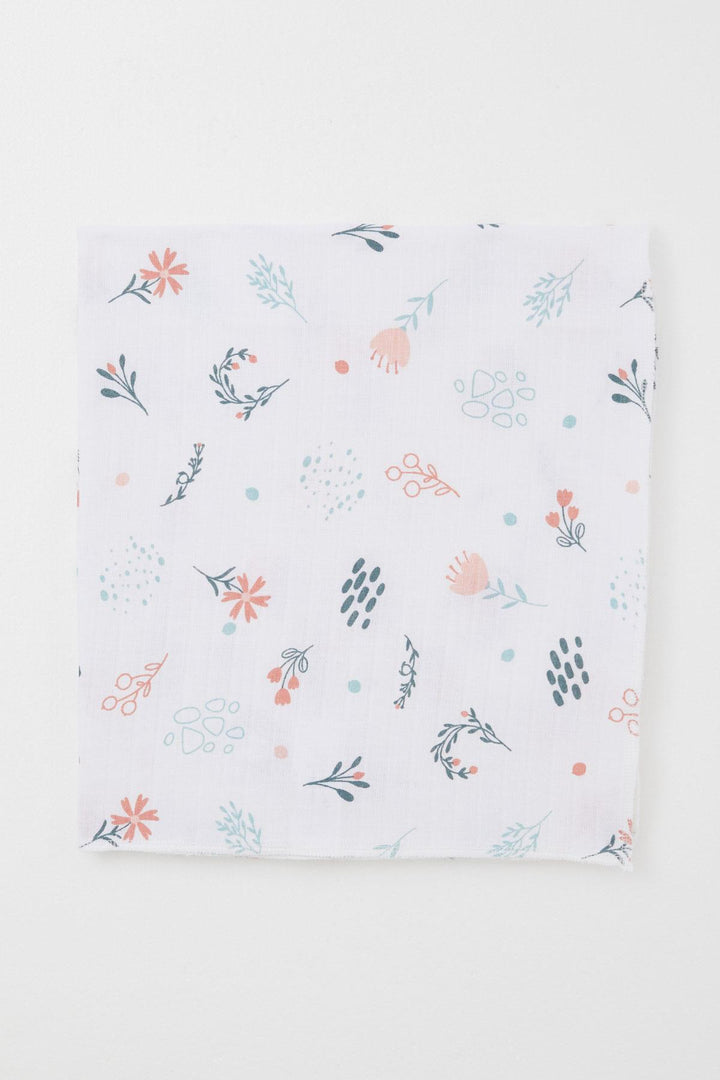 BRE Breeze Newborn Baby Muslin Blanket with Flower Pattern, Standard, White - Middletown
