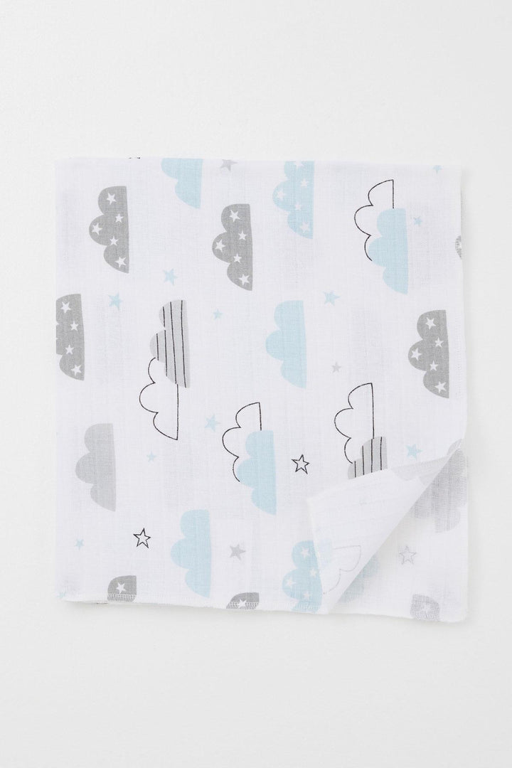 BRE Breeze Newborn Baby Muslin Blanket Sky Themed Cloud Pattern Standard, White - Denton