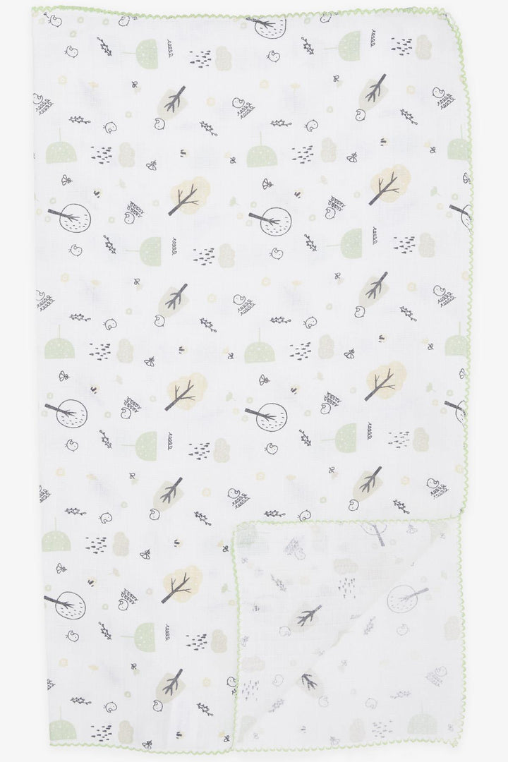 BRE Breeze Newborn Baby Muslin Blanket Spring Themed Bird Pattern Ecru - King’s Lynn