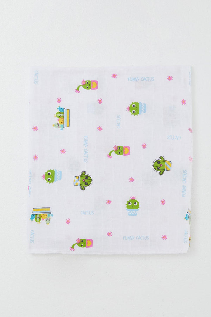 BRE Breeze Newborn Baby Muslin Blanket Fun Cacti Standard, White - Hoogvliet