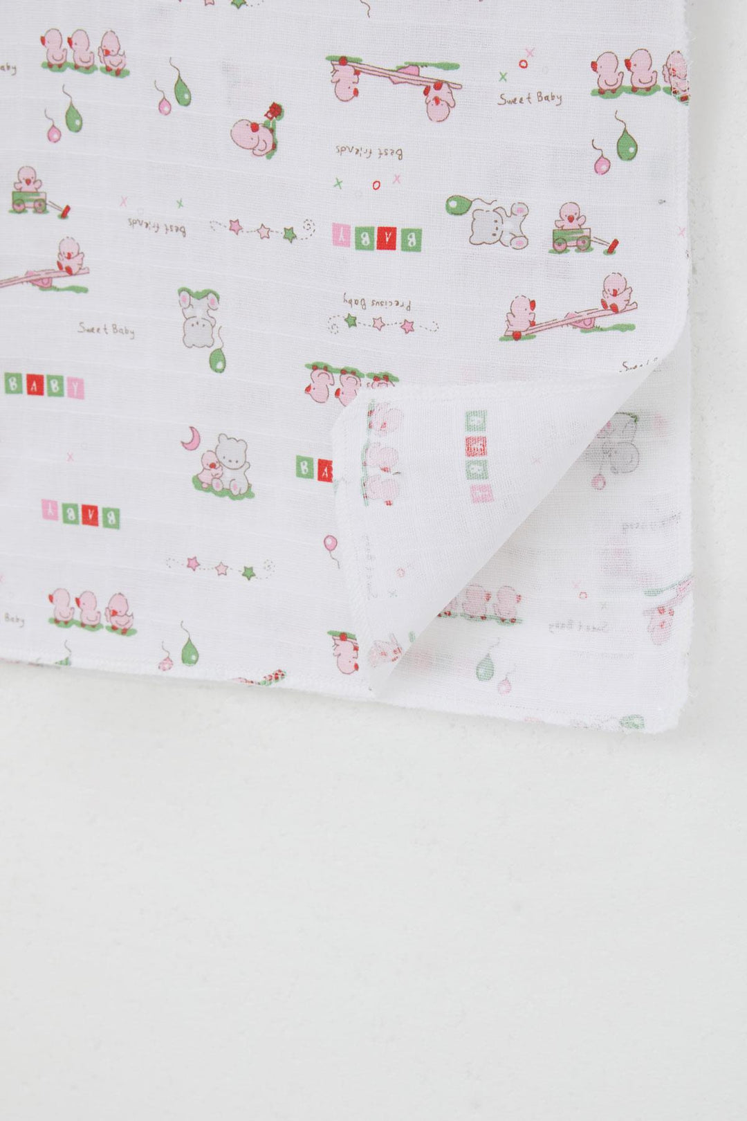 BRE Breeze Newborn Baby Muslin Blanket Cute Baby Animal Friends Standard, White - Santiago Tianguistenco