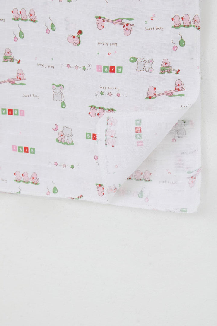 BRE Breeze Newborn Baby Muslin Blanket Cute Baby Animal Friends Standard, White - Santiago Tianguistenco