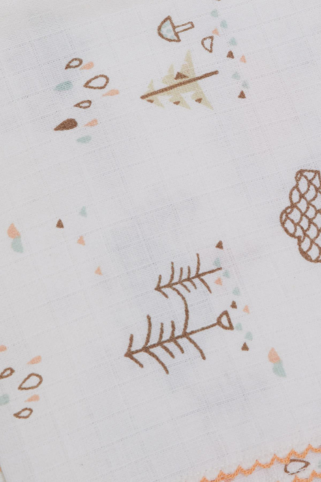 BRE Breeze Newborn Baby Muslin Blanket Rain Themed Tree Patterned Ecru - Owensboro
