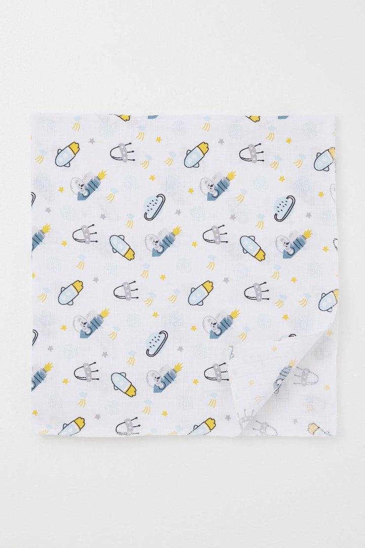 BRE Breeze Newborn Baby Muslin Blanket Galaxy Themed Standard, White - Aprilia