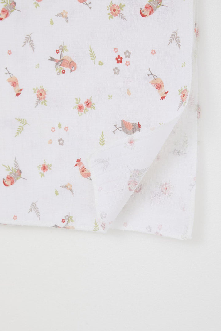 BRE Breeze Newborn Baby Muslin Blanket Flower & Bird Pattern Standard, Ecru - Sankt Pölten