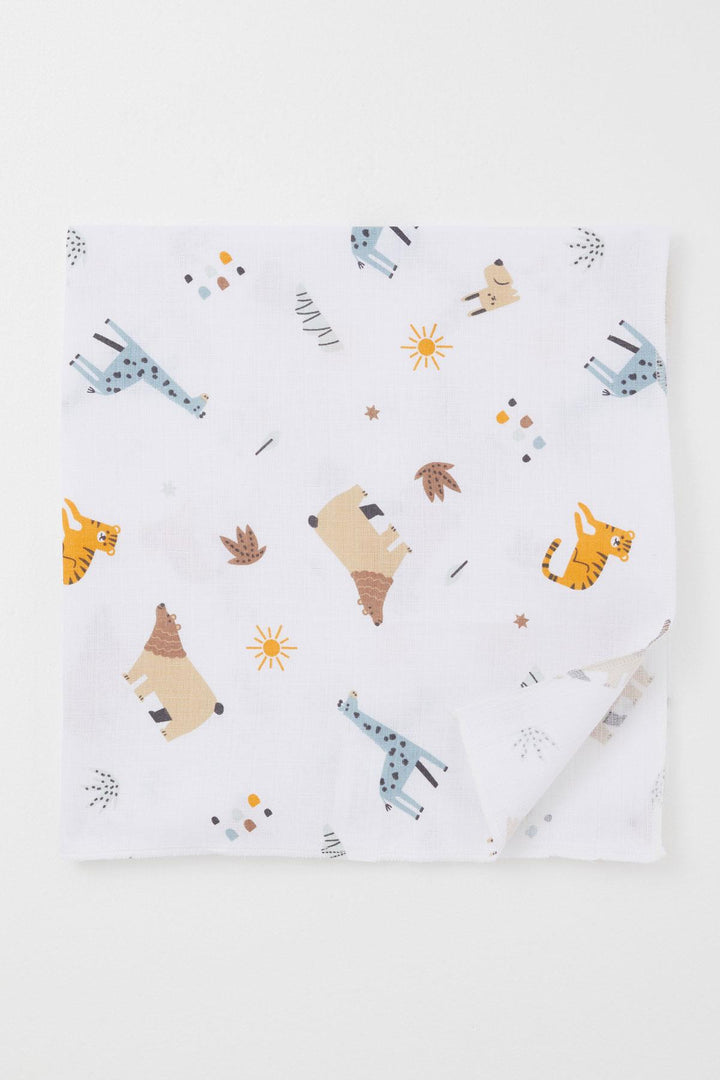 BRE Breeze Newborn Baby Muslin Blanket Nature Themed with Animal Pattern Standard, White - Leonberg