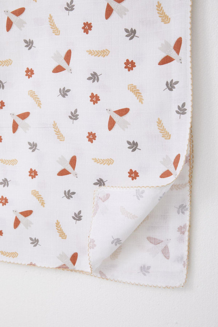 BRE Breeze Newborn Baby Muslin Blanket with Flower Pattern Ecru - Huauchinango