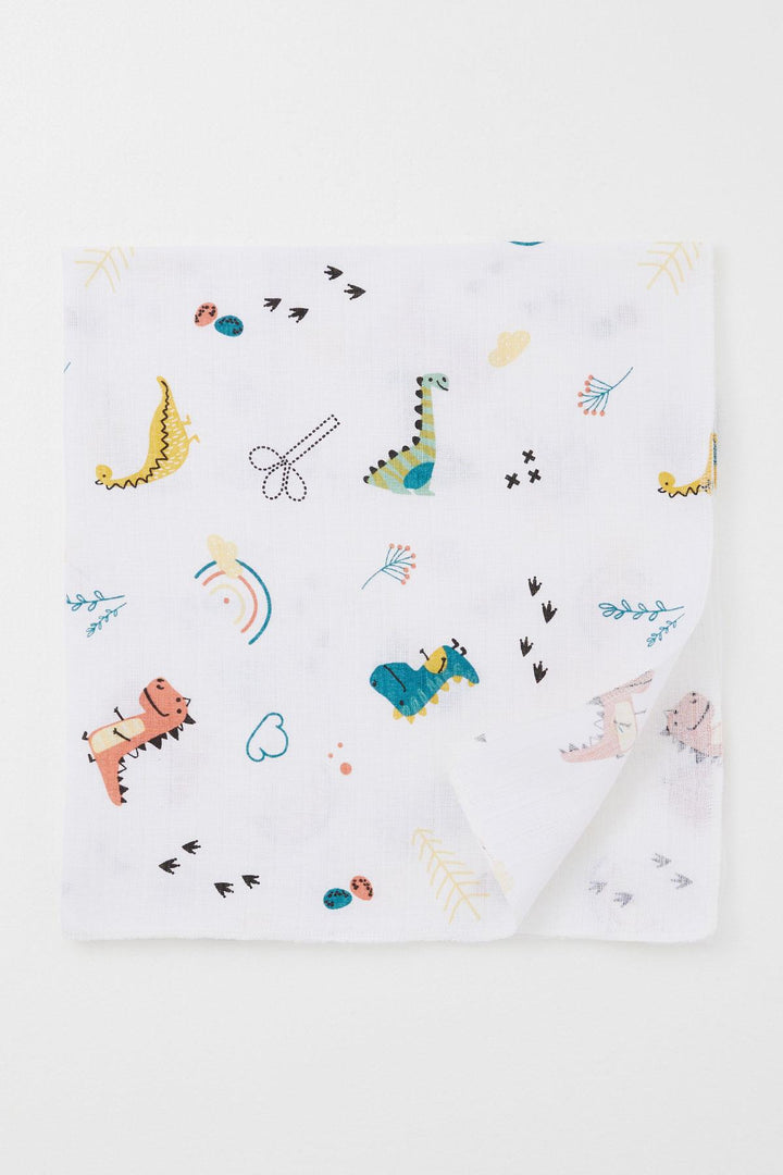 BRE Breeze Newborn Baby Muslin Blanket Colorful Dinosaur Pattern Standard, White - Podilsk