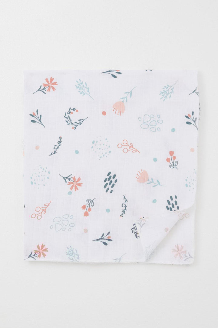 BRE Breeze Newborn Baby Muslin Blanket with Flower Pattern, Standard, White - Middletown
