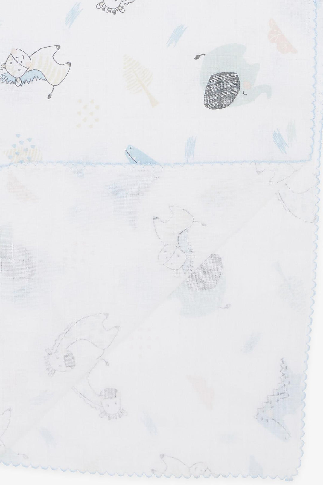 BRE Breeze Newborn Baby Muslin Blanket with Cute Animal Pattern White - Pombal