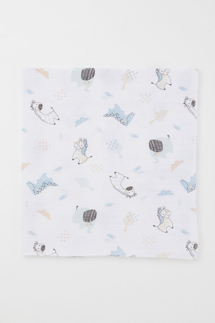 BRE Breeze Newborn Baby Muslin Blanket Cute Animal Pattern Standard, White - Mount Pleasant