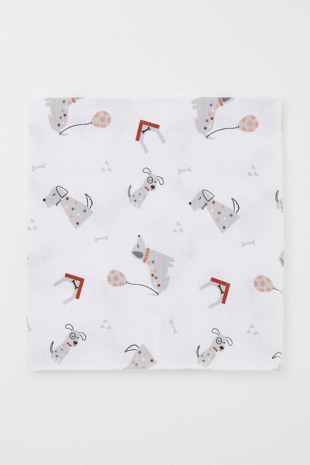 BRE Breeze Newborn Baby Muslin Blanket with Cute Puppy Pattern, Standard, Ecru - Boryspil