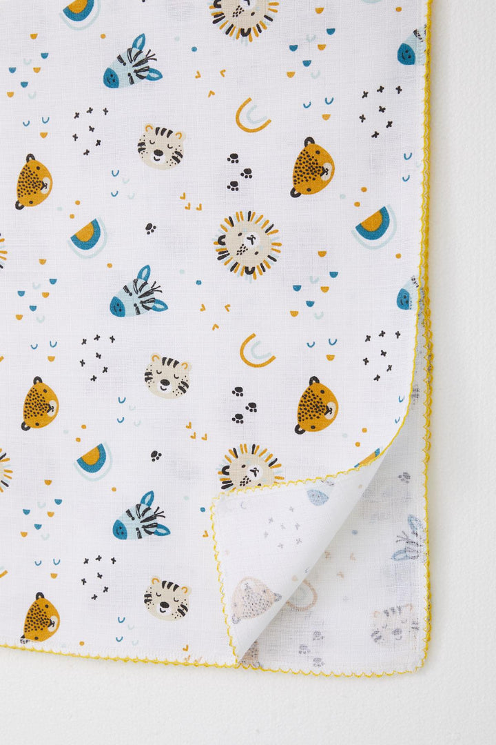 BRE Breeze Newborn Baby Muslin Blanket with Cute Animal Pattern White - Würselen