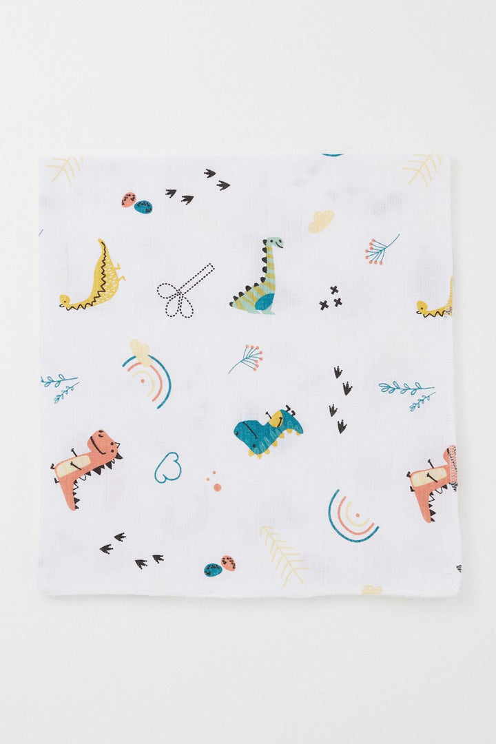 BRE Breeze Newborn Baby Muslin Blanket Colorful Dinosaur Pattern Standard, White - Podilsk