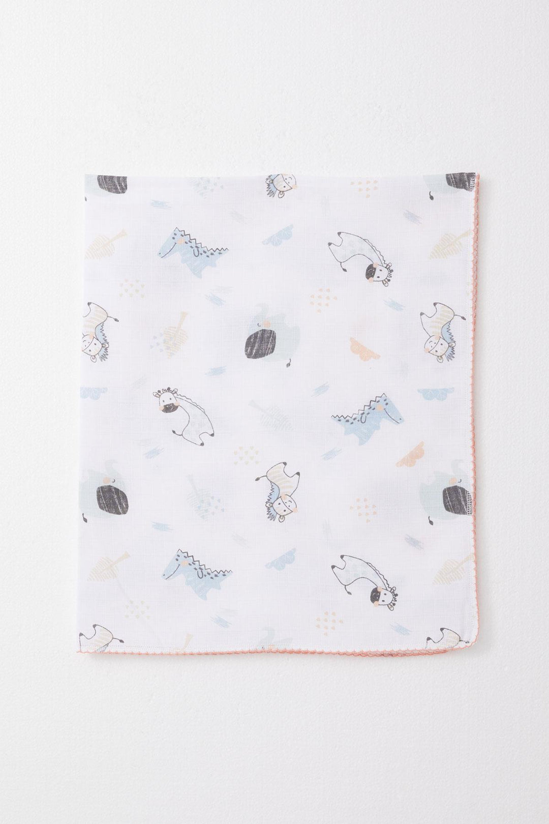 BRE Breeze Newborn Baby Muslin Blanket with Cute Animal Pattern White - Vendrell