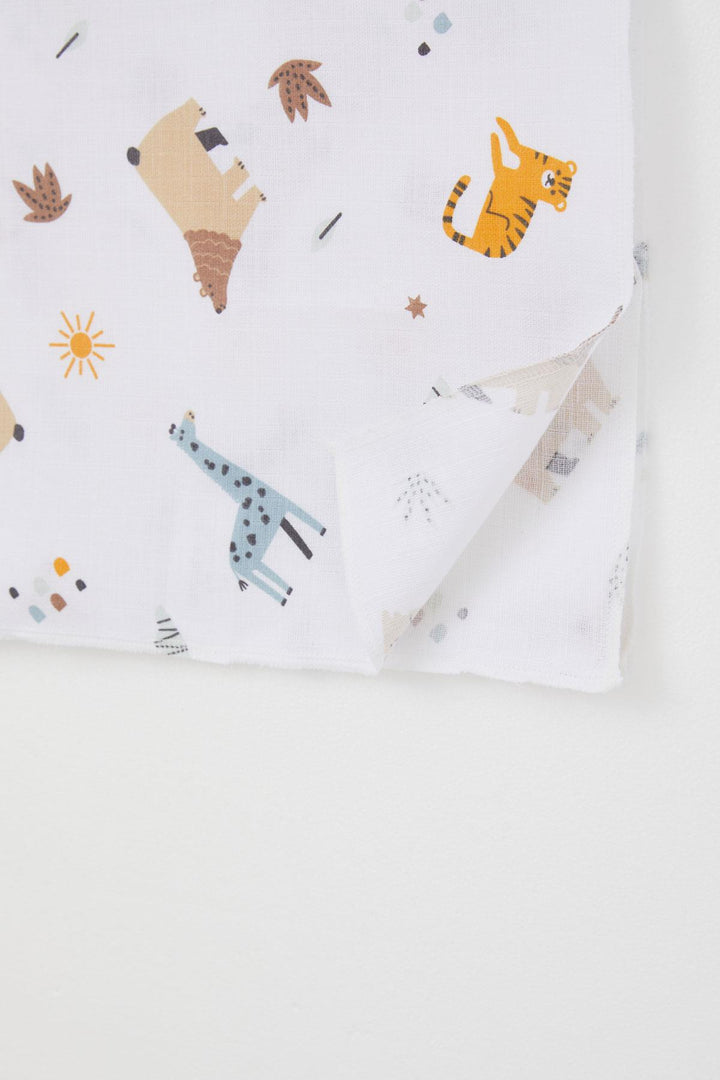BRE Breeze Newborn Baby Muslin Blanket Nature Themed with Animal Pattern Standard, White - Leonberg