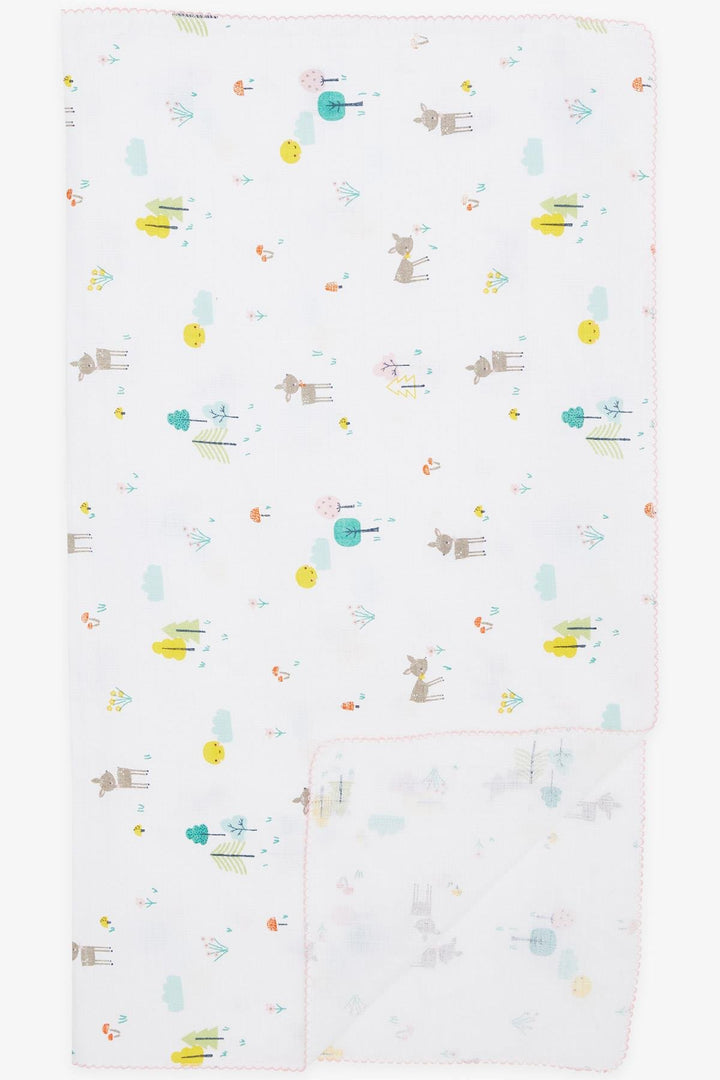 BRE Breeze Newborn Baby Muslin Blanket Spring Themed Fawn Pattern White - Clermont-Ferrand