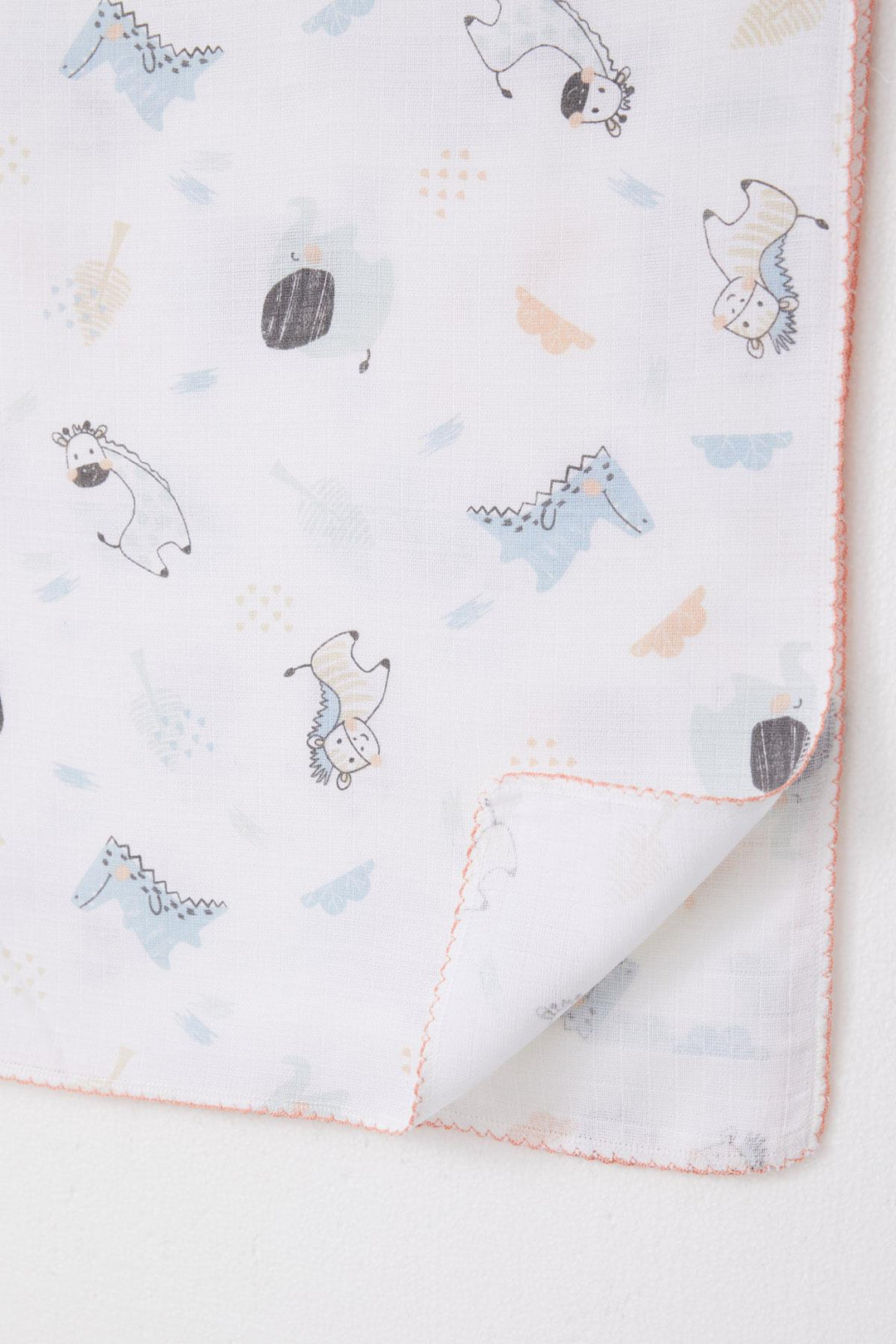 BRE Breeze Newborn Baby Muslin Blanket with Cute Animal Pattern White - Vendrell