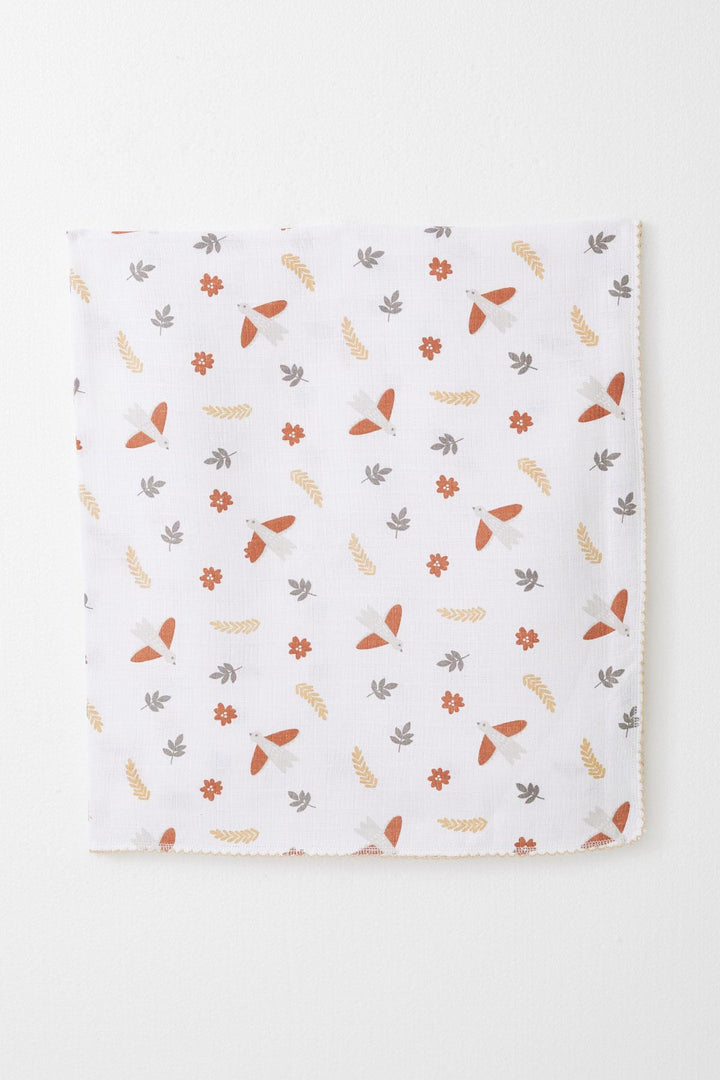 BRE Breeze Newborn Baby Muslin Blanket with Flower Pattern Ecru - Huauchinango