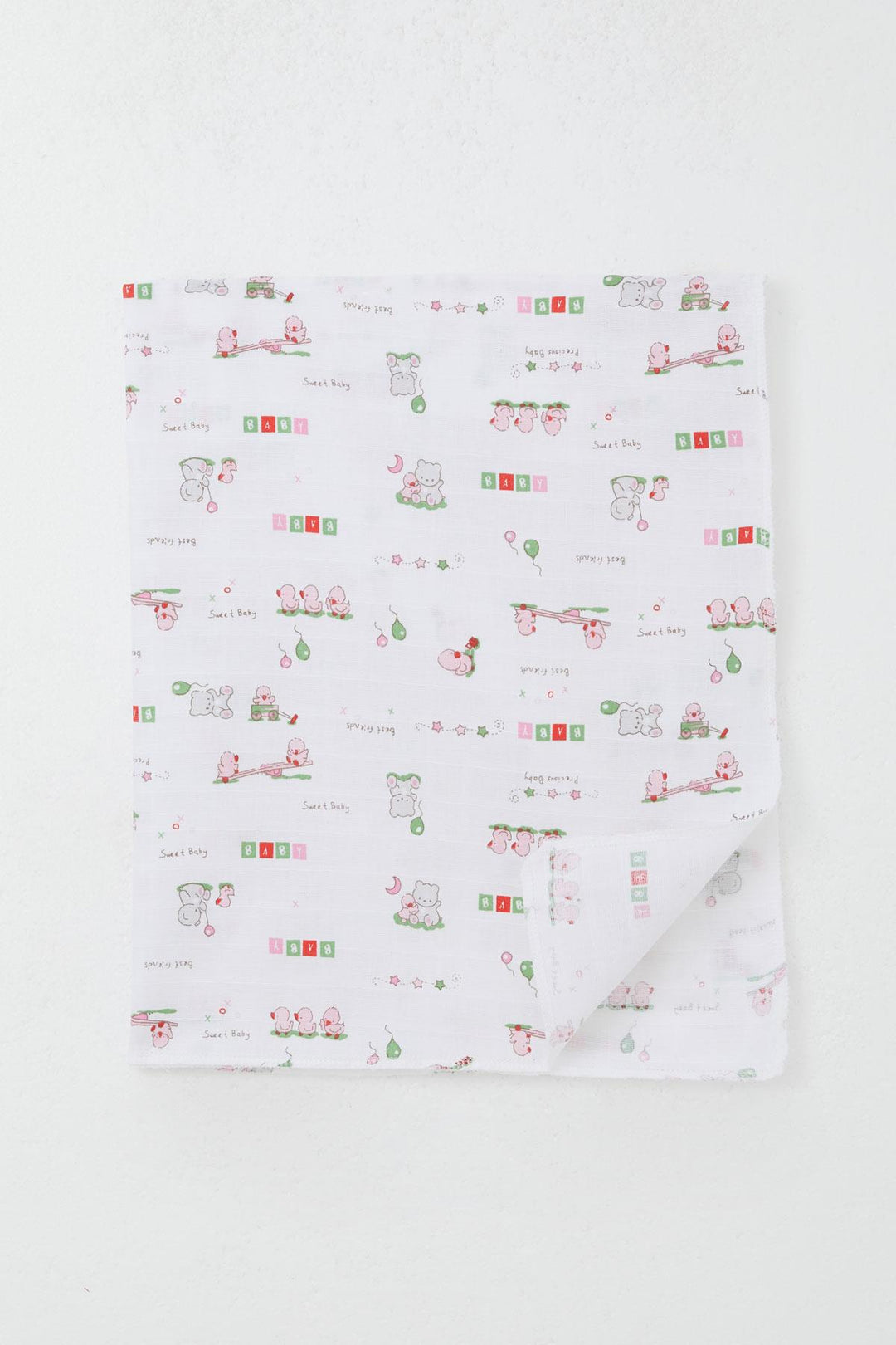 BRE Breeze Newborn Baby Muslin Blanket Cute Baby Animal Friends Standard, White - Santiago Tianguistenco