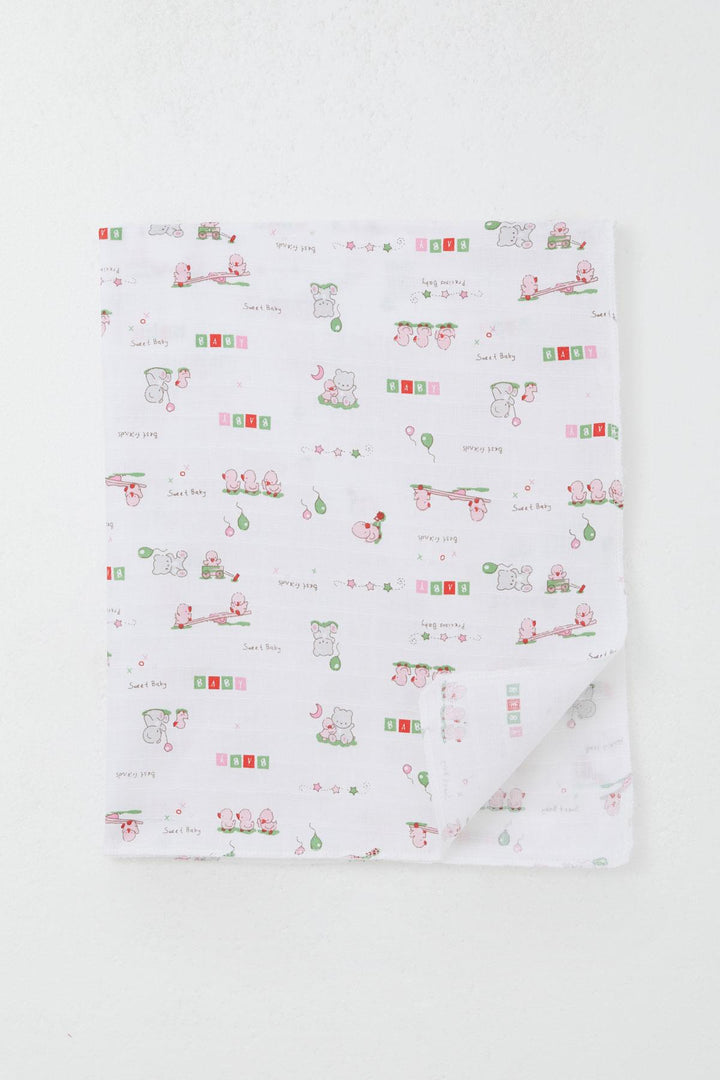 BRE Breeze Newborn Baby Muslin Blanket Cute Baby Animal Friends Standard, White - Santiago Tianguistenco